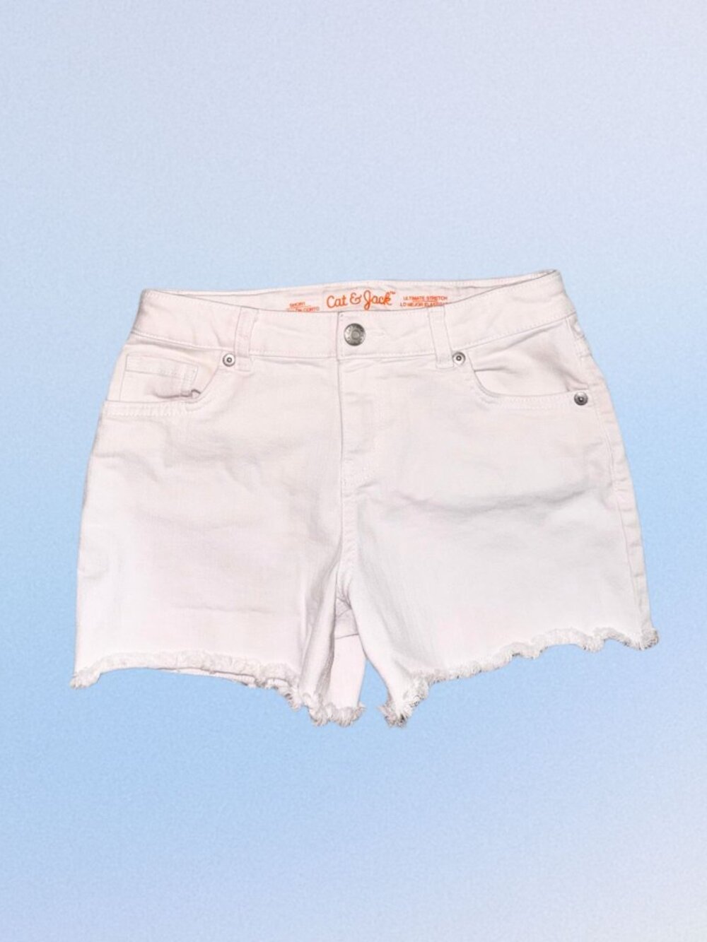 Girls White Jean Shorts - Size Large (10/12)